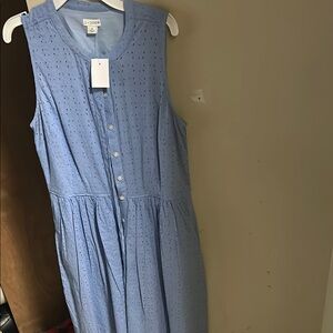 J. Crew Blue Sleeveless Midi Sundress